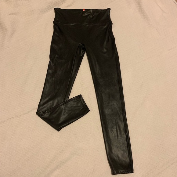 SPANX Pants - Spanz Faux Leather Leggings Black Large